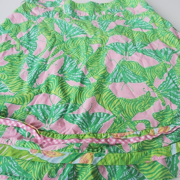 Vintage Lilly Pulitzer Zebra Butterfly Print Green Pink Skirt Size 12 Spring - Picture 4 of 14